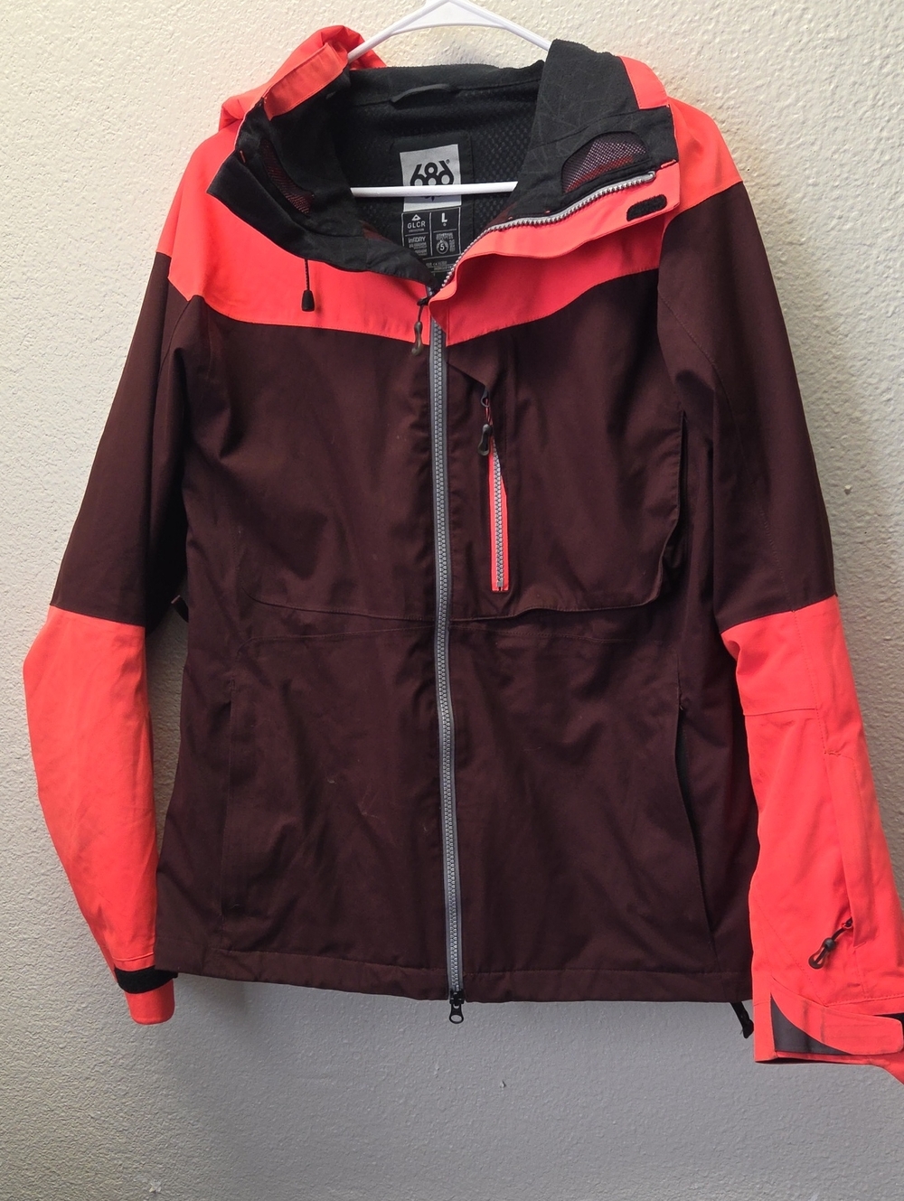 686 Women’s Maroon and Coral Colorblock Waterproof Ski Jacket